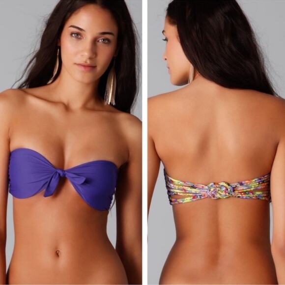 L Space purple kaleidoscope knot bandeau bikini top XS - Picture 1 of 6